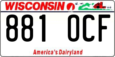 WI license plate 881OCF