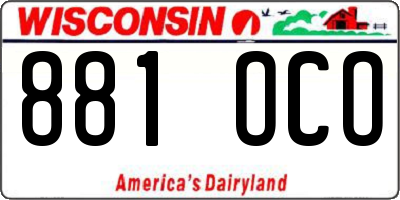 WI license plate 881OCO