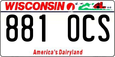 WI license plate 881OCS