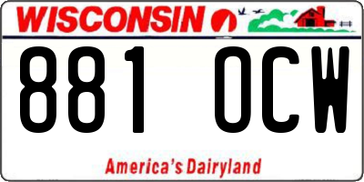 WI license plate 881OCW