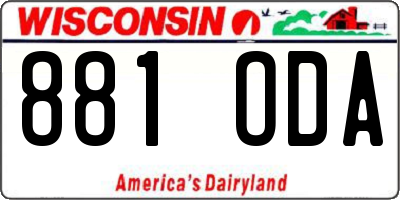 WI license plate 881ODA
