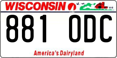 WI license plate 881ODC