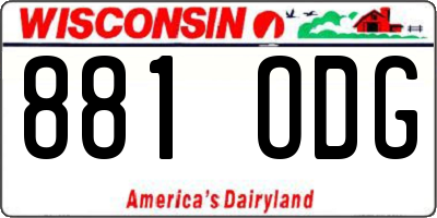 WI license plate 881ODG