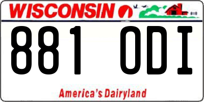 WI license plate 881ODI