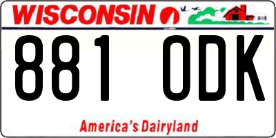WI license plate 881ODK