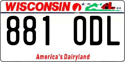 WI license plate 881ODL