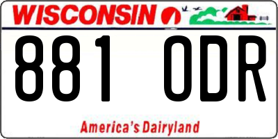 WI license plate 881ODR