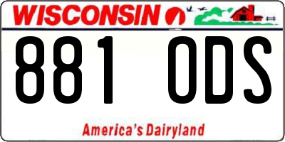 WI license plate 881ODS