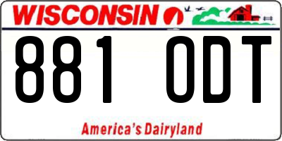 WI license plate 881ODT