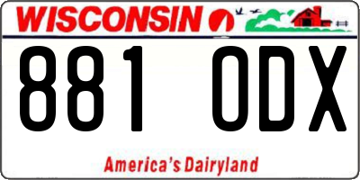 WI license plate 881ODX