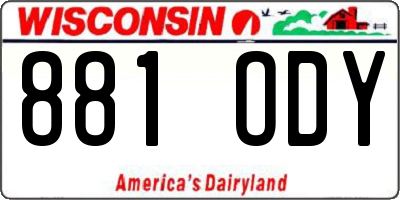 WI license plate 881ODY