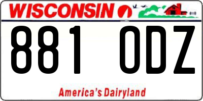 WI license plate 881ODZ