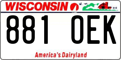 WI license plate 881OEK