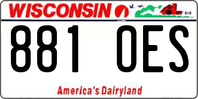 WI license plate 881OES