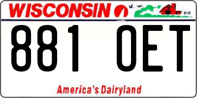 WI license plate 881OET