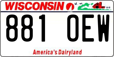 WI license plate 881OEW