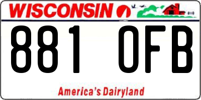 WI license plate 881OFB