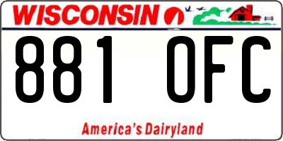 WI license plate 881OFC
