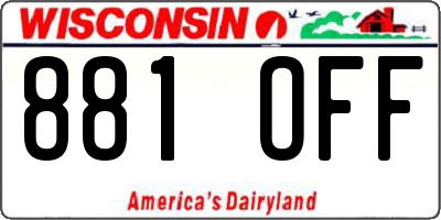 WI license plate 881OFF