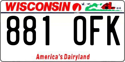 WI license plate 881OFK