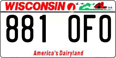 WI license plate 881OFO