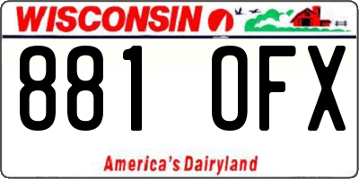 WI license plate 881OFX