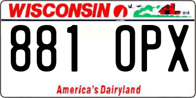 WI license plate 881OPX