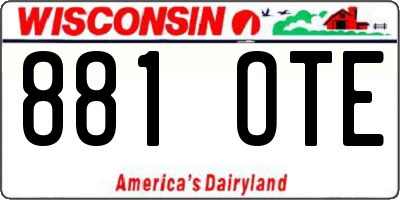 WI license plate 881OTE