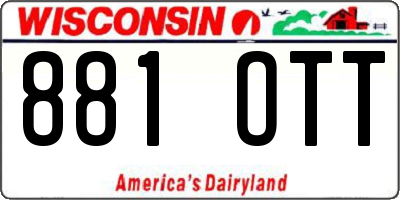WI license plate 881OTT