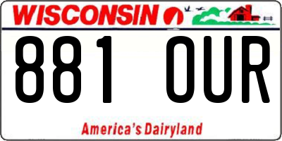WI license plate 881OUR