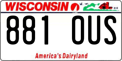 WI license plate 881OUS