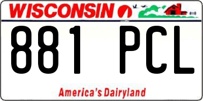 WI license plate 881PCL