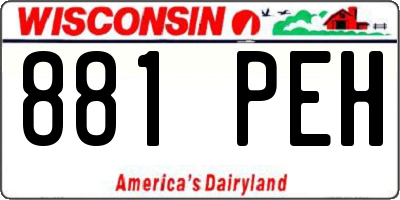 WI license plate 881PEH