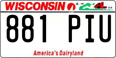 WI license plate 881PIU