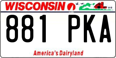 WI license plate 881PKA
