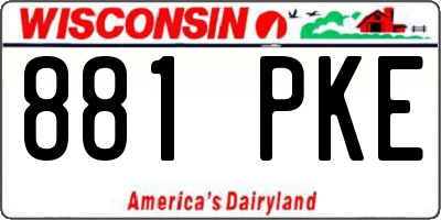 WI license plate 881PKE