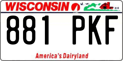WI license plate 881PKF