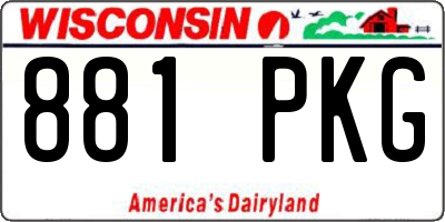 WI license plate 881PKG