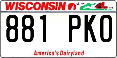 WI license plate 881PKO