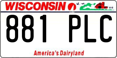 WI license plate 881PLC