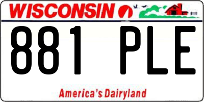 WI license plate 881PLE