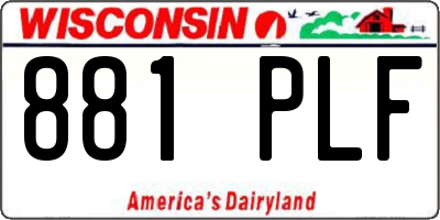 WI license plate 881PLF