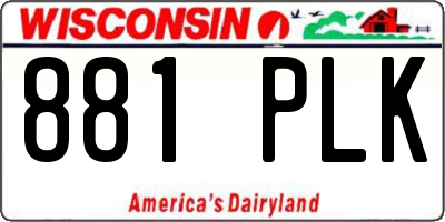 WI license plate 881PLK