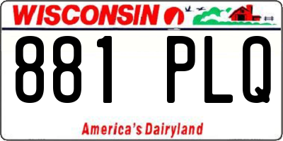 WI license plate 881PLQ
