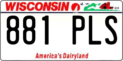 WI license plate 881PLS