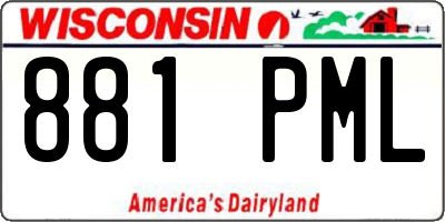 WI license plate 881PML