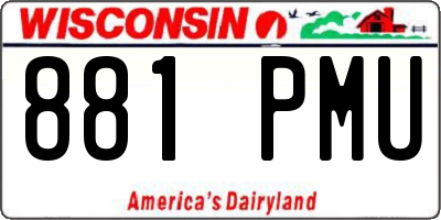WI license plate 881PMU