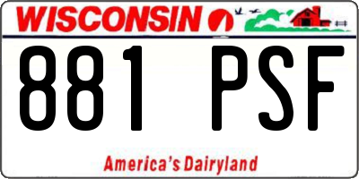 WI license plate 881PSF