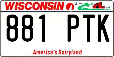 WI license plate 881PTK