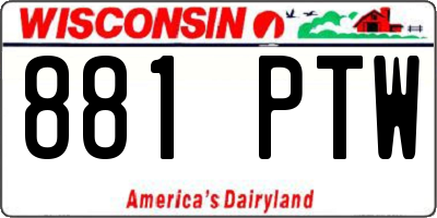 WI license plate 881PTW